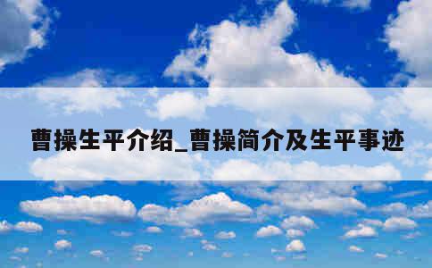 曹操生平介绍_曹操简介及生平事迹 第1张