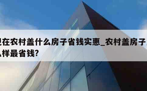 现在农村盖什么房子省钱实惠_农村盖房子怎么样最省钱? 第1张