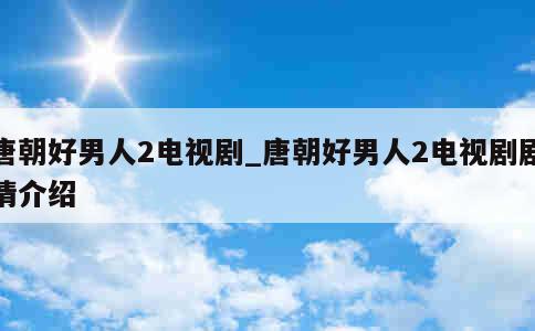 唐朝好男人2电视剧_唐朝好男人2电视剧剧情介绍 第1张