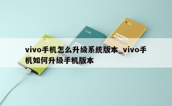 vivo手机怎么升级系统版本_vivo手机如何升级手机版本 第1张