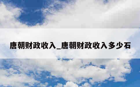 唐朝财政收入_唐朝财政收入多少石 第1张