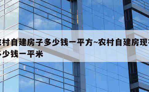 农村自建房子多少钱一平方~农村自建房现在多少钱一平米 第1张