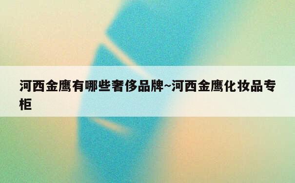 河西金鹰有哪些奢侈品牌~河西金鹰化妆品专柜 第2张