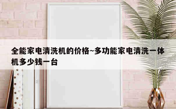 全能家电清洗机的价格~多功能家电清洗一体机多少钱一台 第1张