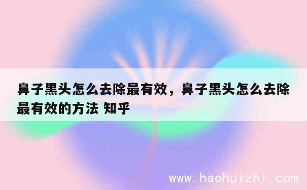 鼻子黑头怎么去除最有效，鼻子黑头怎么去除最有效的方法 知乎 第1张