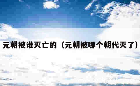 元朝被谁灭亡的（元朝被哪个朝代灭了） 第1张