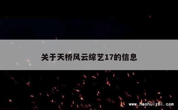 关于天桥风云综艺17的信息 第1张