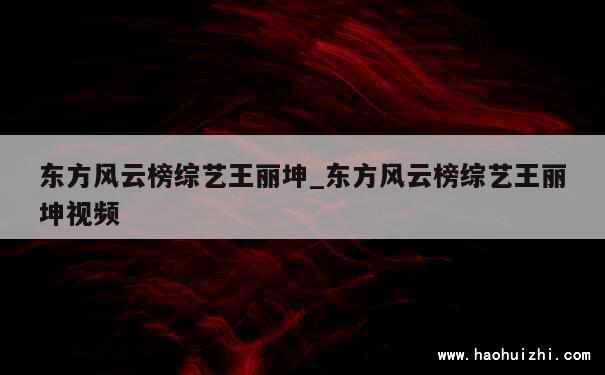 东方风云榜综艺王丽坤_东方风云榜综艺王丽坤视频 第1张