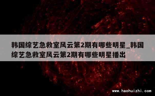 韩国综艺急救室风云第2期有哪些明星_韩国综艺急救室风云第2期有哪些明星播出 第1张