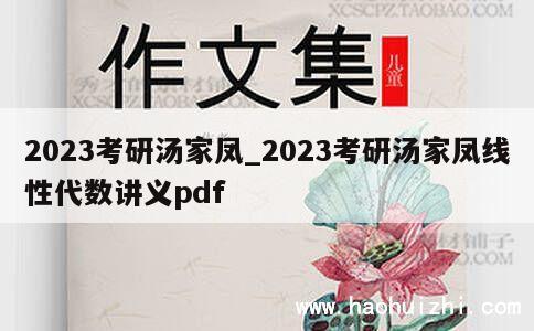 2023考研汤家凤_2023考研汤家凤线性代数讲义pdf