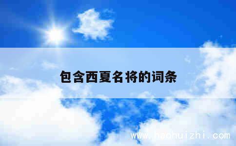 包含西夏名将的词条 第1张