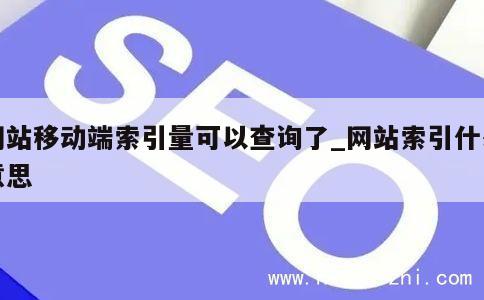 网站移动端索引量可以查询了_网站索引什么意思 第1张